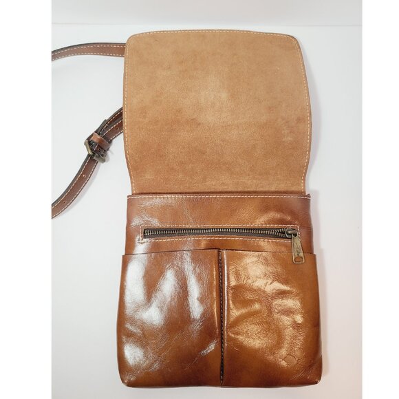 Patricia Nash Leather Crossbody – Vintage Map Print in Riot Rust - Picture 3 of 15